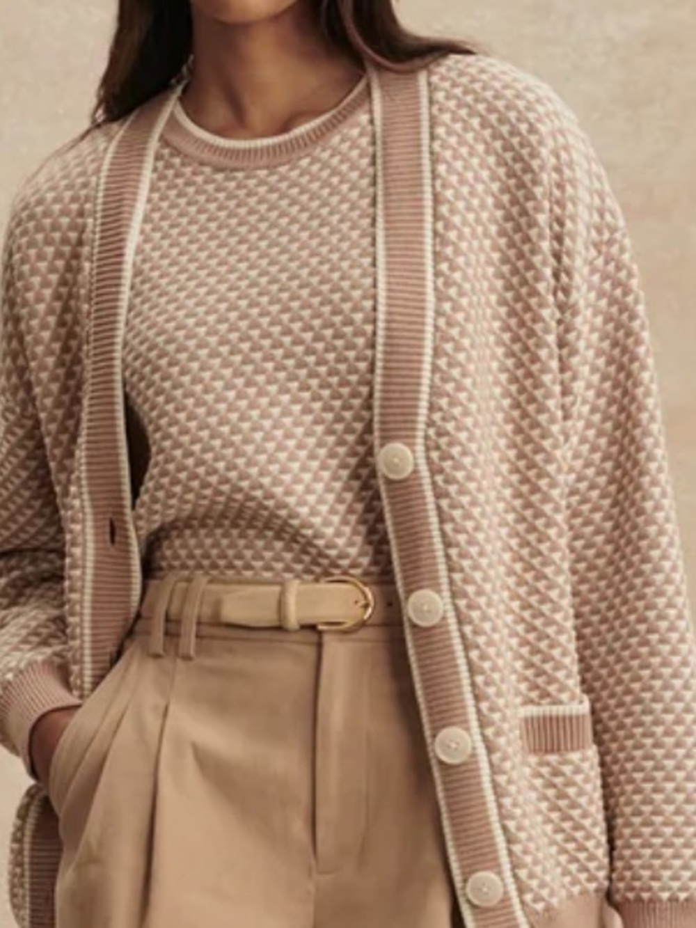 Varley Blush Beige Knit Cardigan